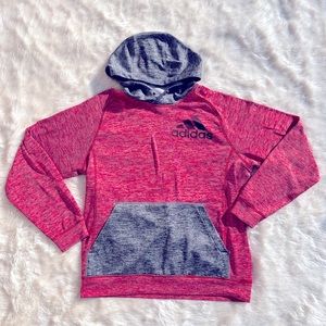 Adidas Team Issue Red & Grey Heathered Long Sleeve Pullover Hoodie Mens Small